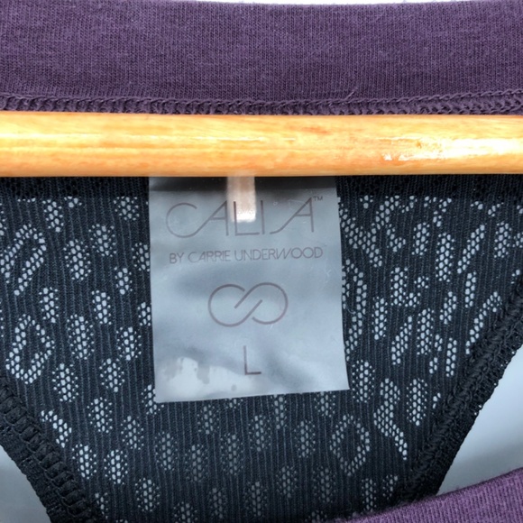 Calia Womens Top Size Large Grape Purple Active Mesh Open Back Workout Gym Gorp - Picture 4 of 12